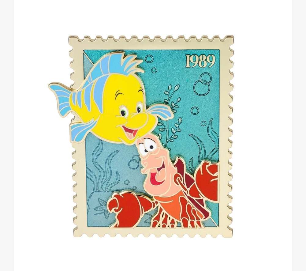 Disney The Little Mermaid Royal Stamp Flounder and Sebastian Collectible Pin LE